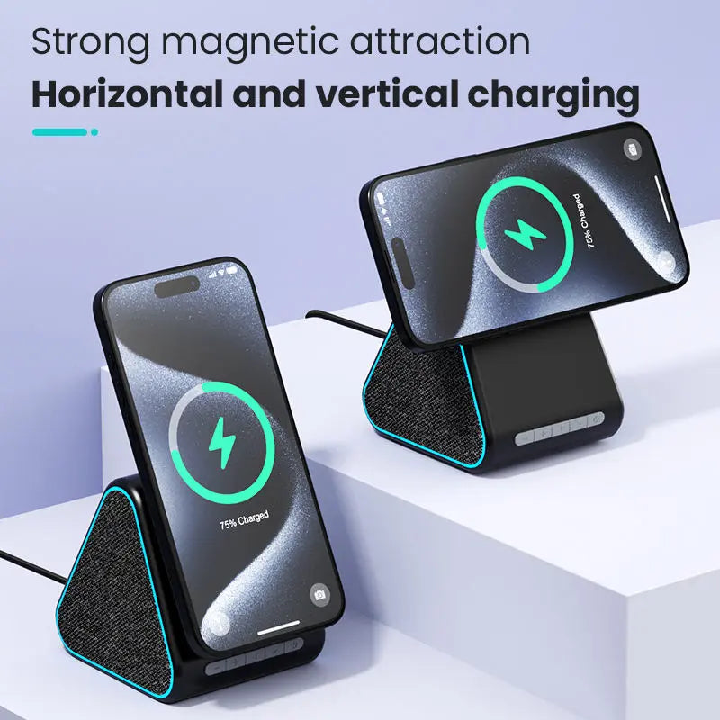 Wireless charger with speaker suitable for Apple phone magnetic wireless charging stand adjustable with Bluetooth speaker eprolo