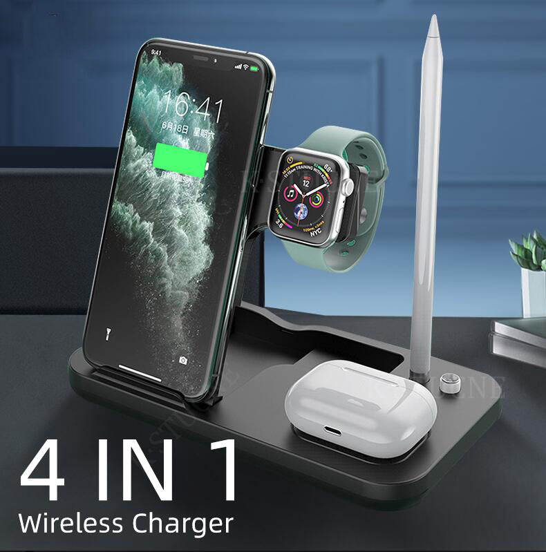 15W Fast Charge 4 In 1 QI Wireless Charger Dock Station For iPhone 11 12 Pro MAX Apple Watch Airpods Pro Charging Stand eprolo