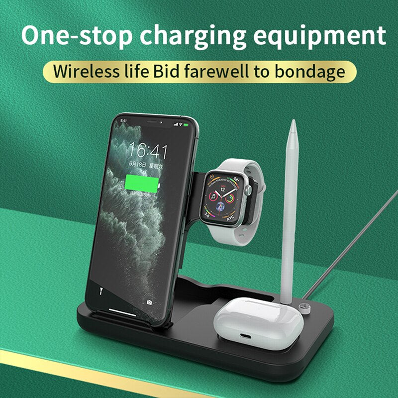 15W Fast Charge 4 In 1 QI Wireless Charger Dock Station For iPhone 11 12 Pro MAX Apple Watch Airpods Pro Charging Stand eprolo