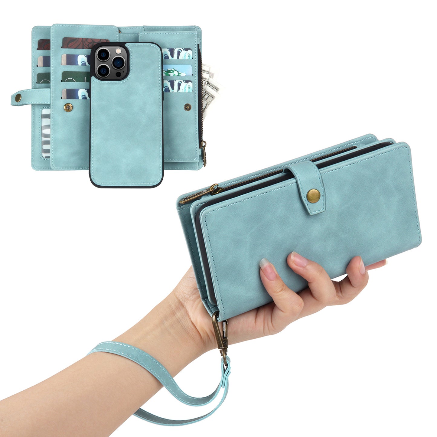 Suitable for iPhone 15 phone case multifunctional phone leather case Apple 14 wallet phone case iPhone 12 flip leather case eprolo