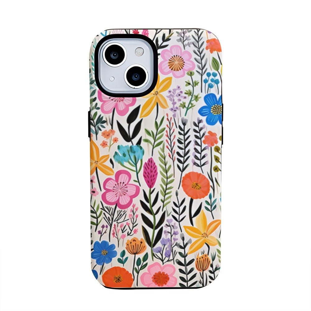 Colorful Flower Phone Case Apple 14pro Women's Trendy 2-in-1 Film Case Apple 15 Phone Case iP16 eprolo