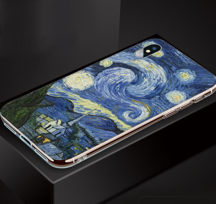 UV Print Phone Case for iPhone 6s 6 Plus Case Emboss Artistic Van Gogh Starry Night Soft for iPhone X iPhone 8 7 Plus 5s Case eprolo