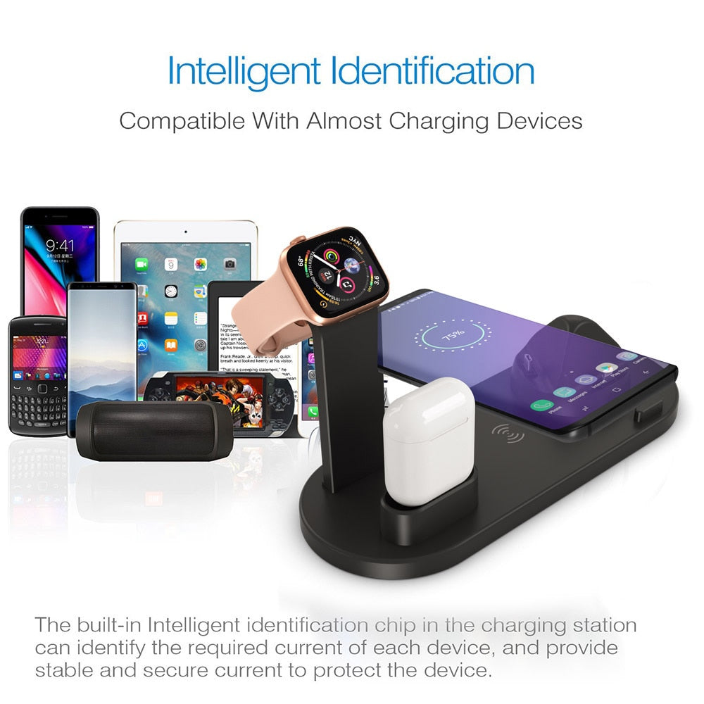 4 in 1 Wireless Charging Dock Station For Apple Watch iPhone X XS XR MAX 11 Pro 8 Airpods 10W Qi Fast Charger Stand Holder eprolo