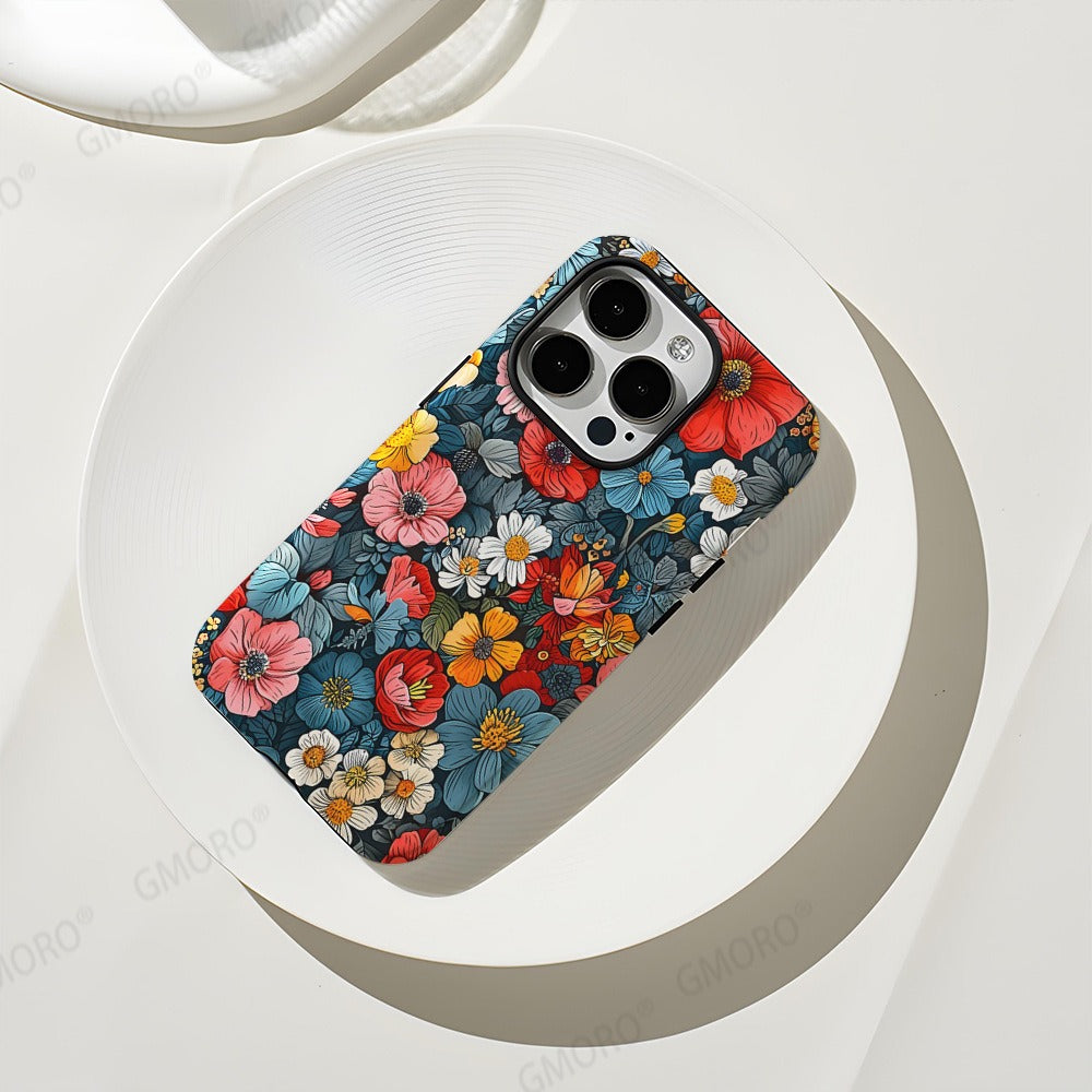 Oil painting flower anti drop phone case Apple 16pro 2-in-1 film case Apple 15pm phone case women's eprolo