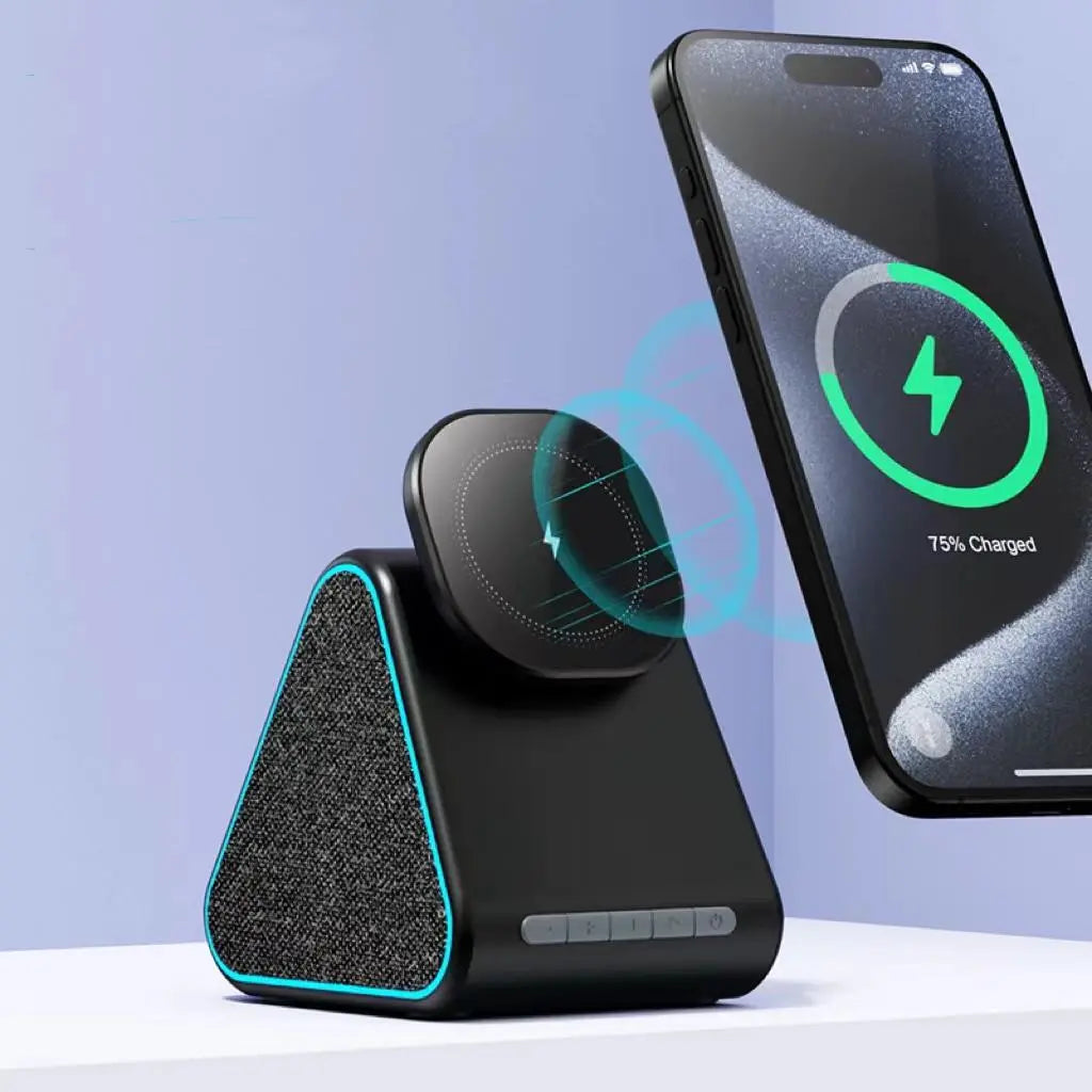 Wireless charger with speaker suitable for Apple phone magnetic wireless charging stand adjustable with Bluetooth speaker eprolo