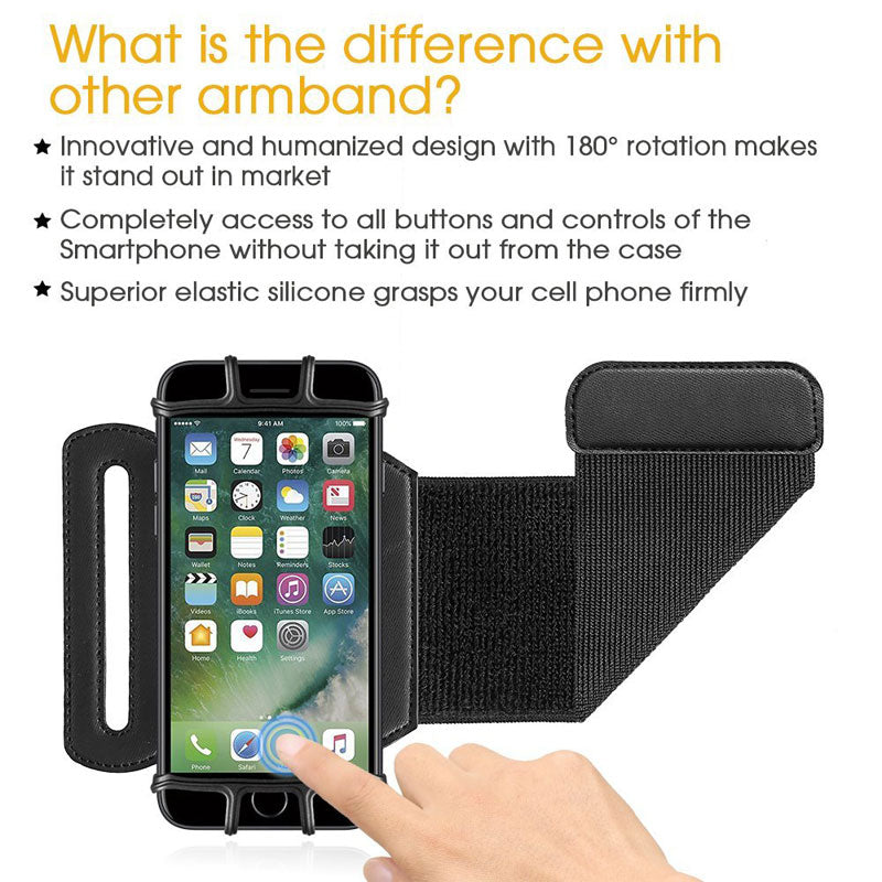 180 Degree Rotatable Running Wristband Phone Case Arm Band Sport Cycling Gym Wristlet Belt Armband Bag eprolo