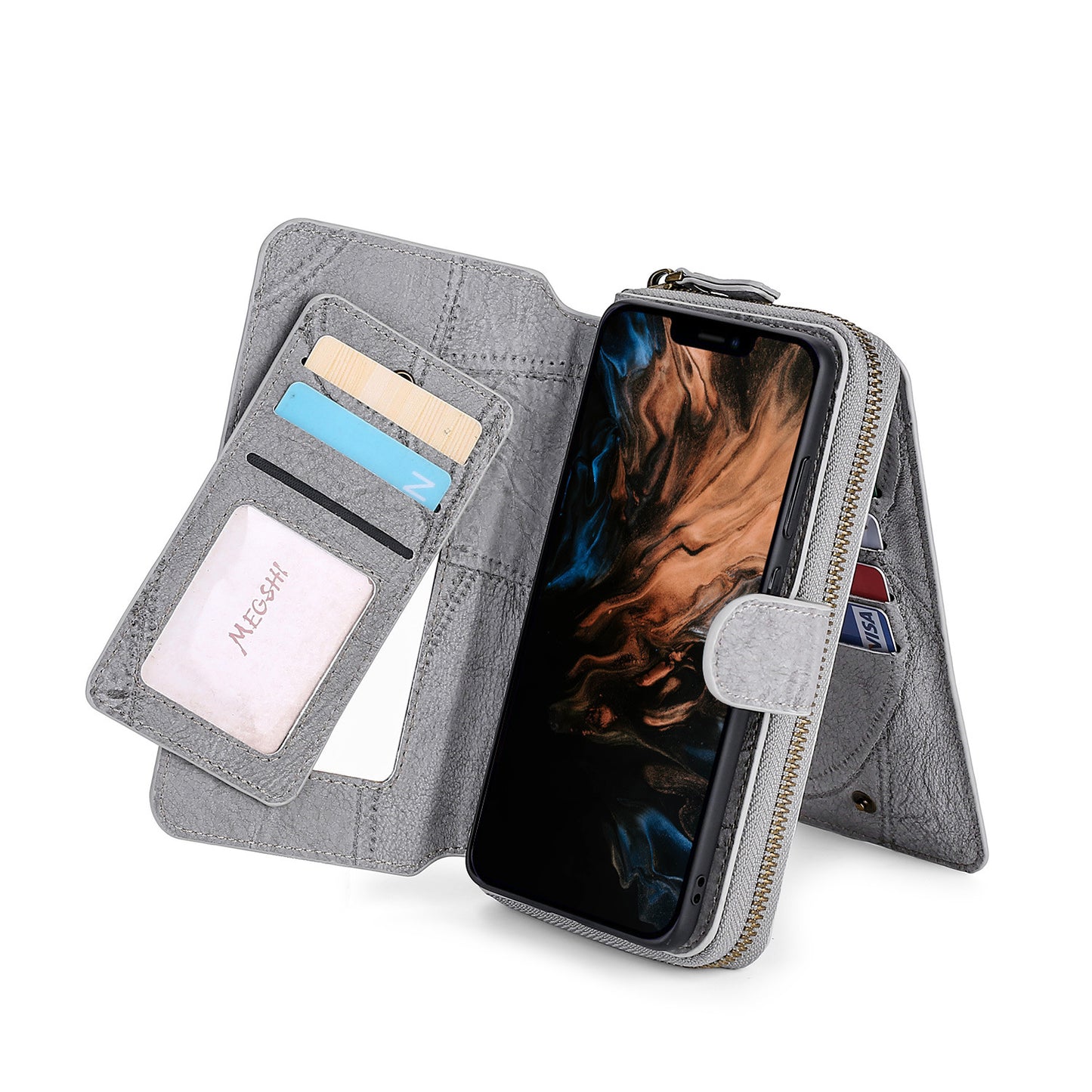 Suitable For iPhone 13 Phone Leather Case iPhone 12promax Multi Function Card Case 13mini Protective Cover eprolo