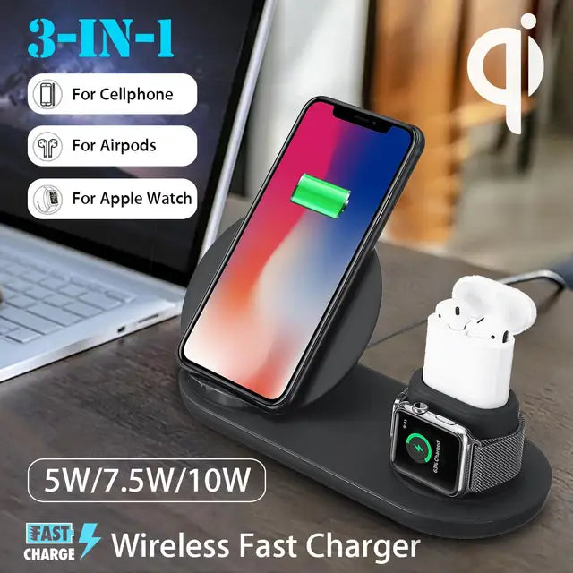 3 in1 10W Qi Wireless Charger Dock Station Fast Charging for Apple Watch 1 2 3 4 For iPhone XR XS Max For Samsung S9 For AirPods eprolo