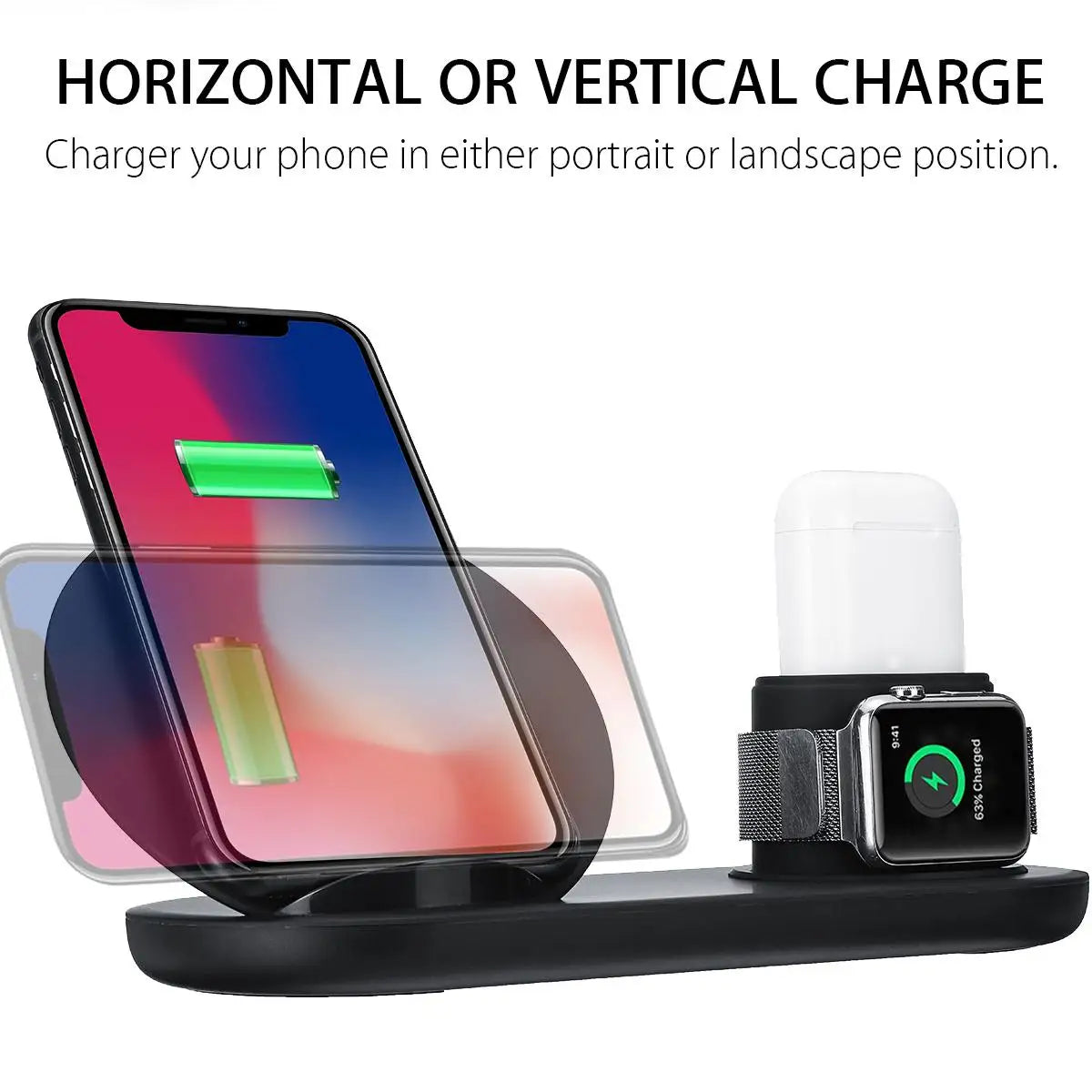 3 in1 10W Qi Wireless Charger Dock Station Fast Charging for Apple Watch 1 2 3 4 For iPhone XR XS Max For Samsung S9 For AirPods eprolo