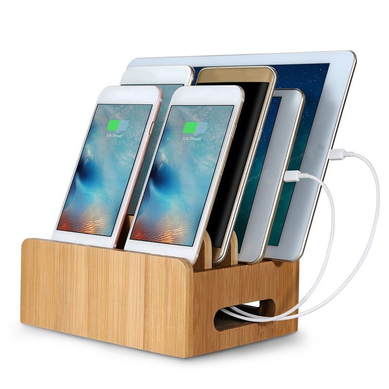 Mobile Phone Charging Storage Box Wooden Charging Dock Station for Mobile Phone Holder Stand Bamboo Charger Stand Base For Tablets For iphone eprolo