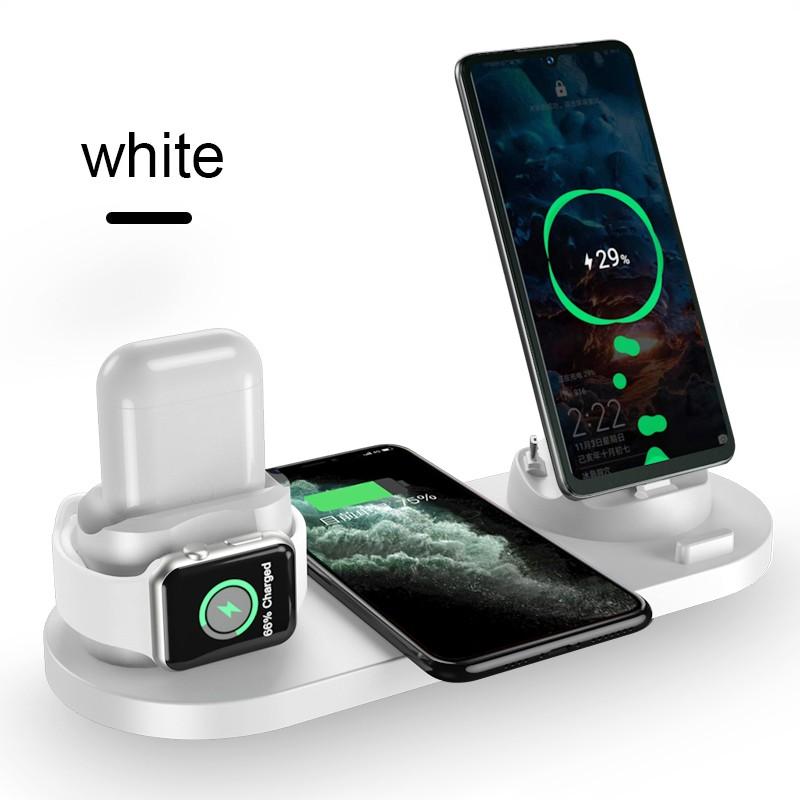 6 in 1 Wireless Charger Dock Station for iPhone/Android/Type-C USB Phones 10W Qi Fast Charging For Apple Watch AirPods Pro eprolo