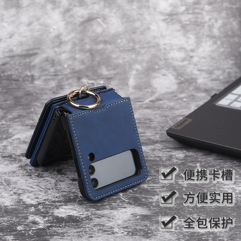 Suitable for Samsung ZFlip4 folding phone case, Huawei P50 ring phone leather case, ZFlip3 wallet phone case eprolo