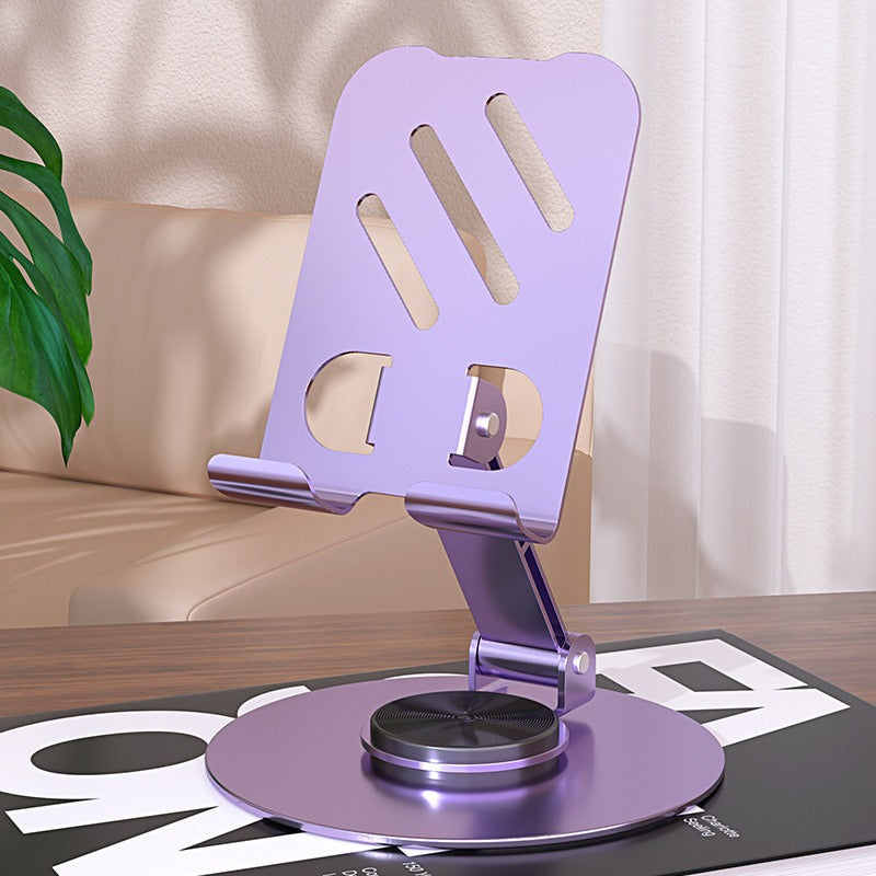 Aluminum alloy desktop phone holder with 360 degree rotation and folding, portable lazy all metal phone holder eprolo