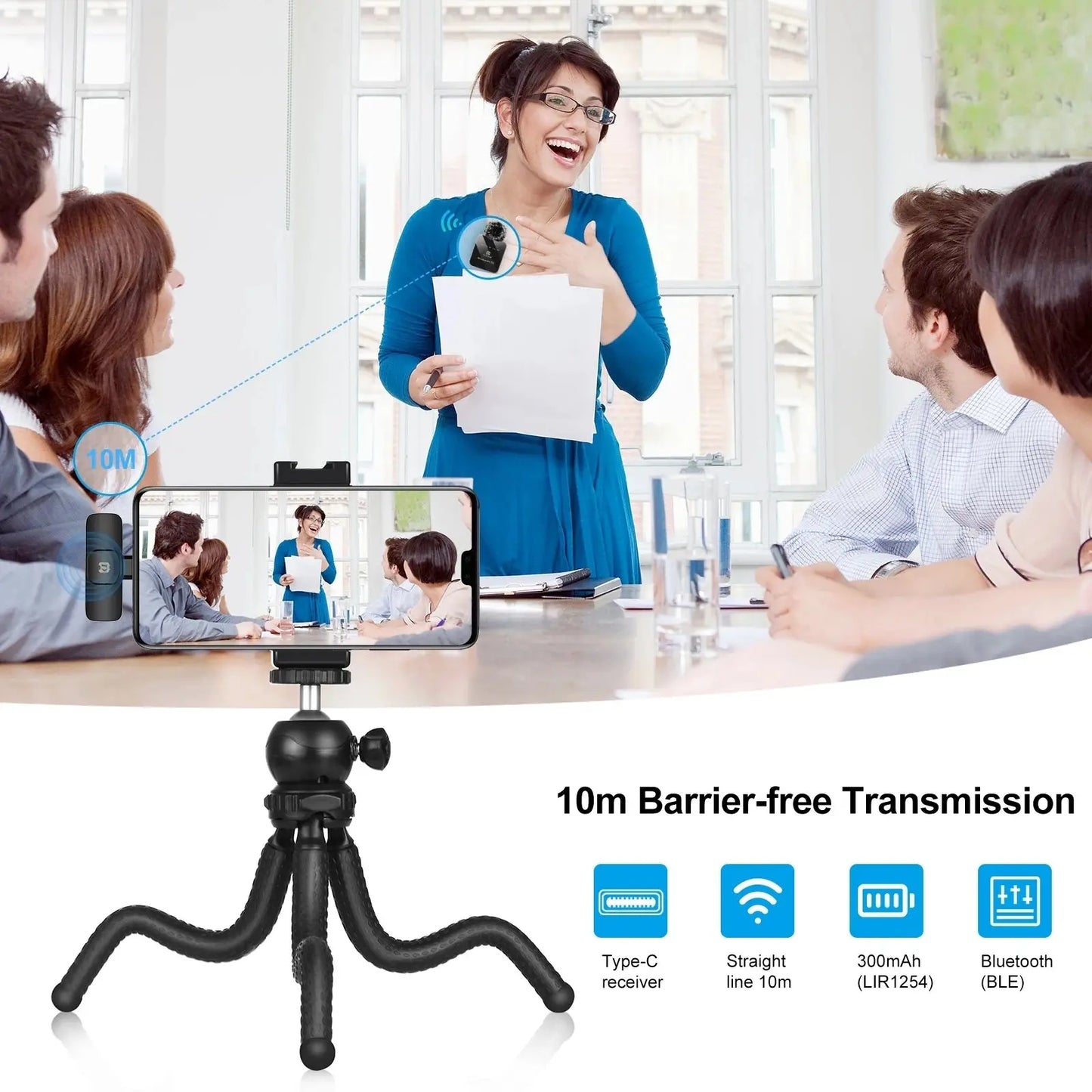 Wireless lavalier microphone mobile phone outdoor live recording noise reduction 1-to-2 wireless microphone eprolo