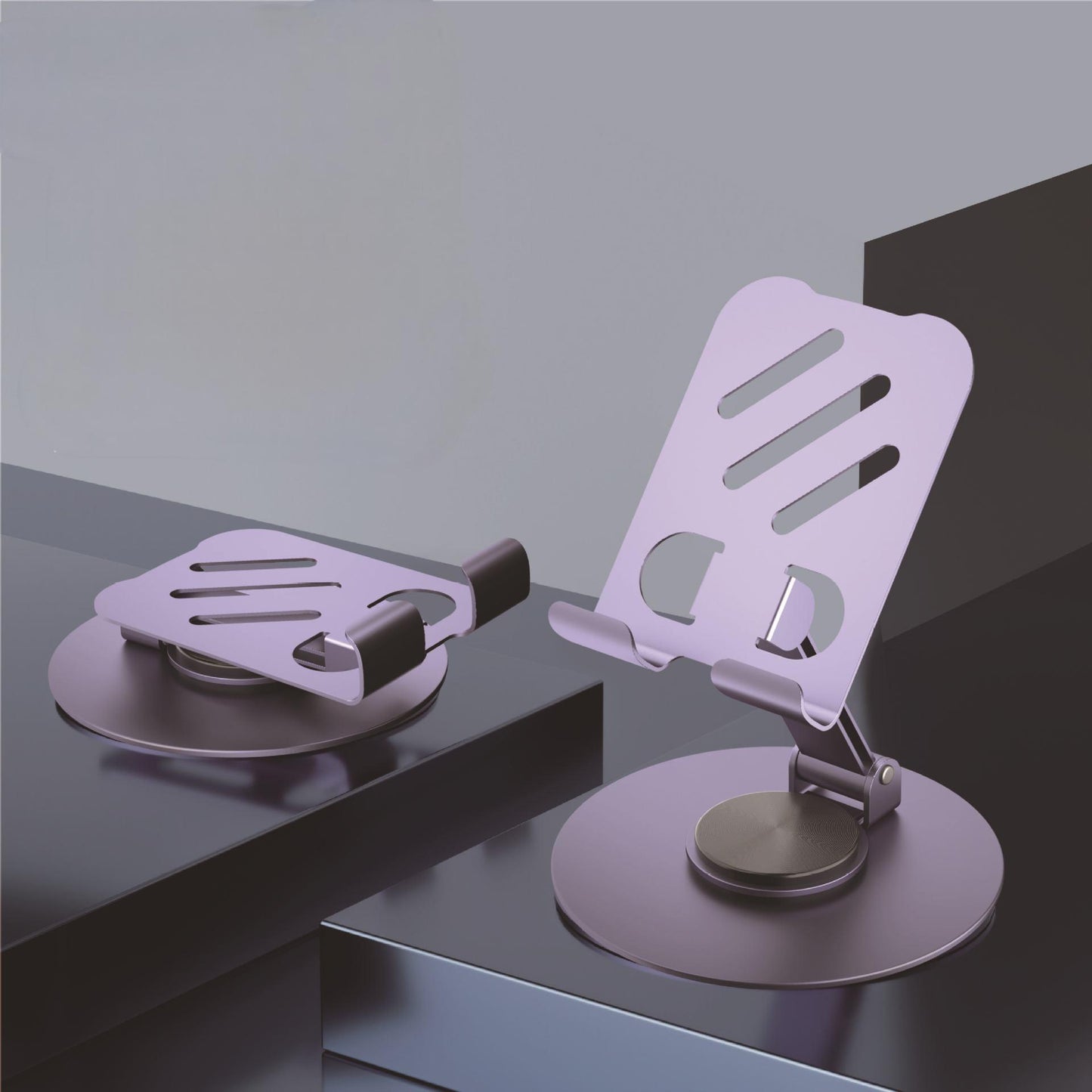 Aluminum alloy desktop phone holder with 360 degree rotation and folding, portable lazy all metal phone holder eprolo