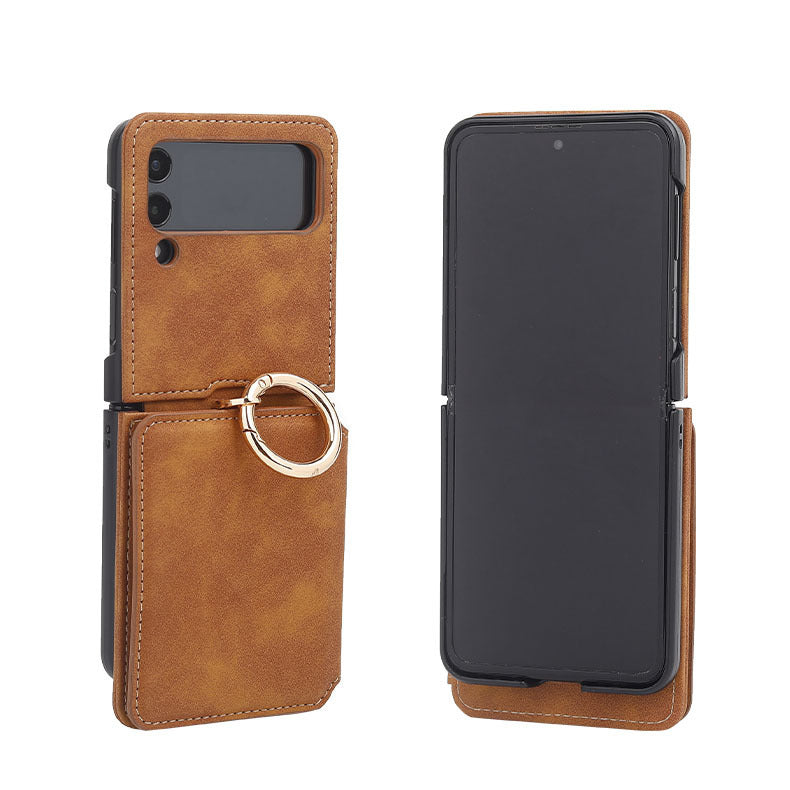 Suitable for Samsung ZFlip4 folding phone case, Huawei P50 ring phone leather case, ZFlip3 wallet phone case eprolo