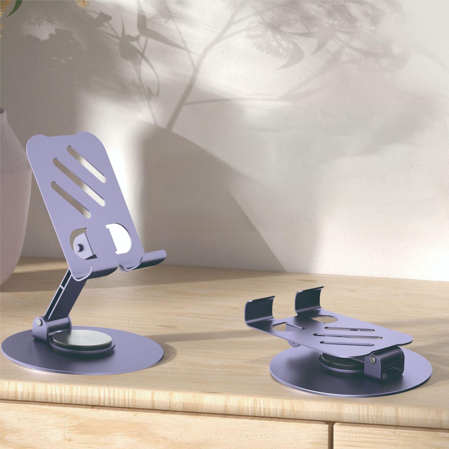 Aluminum alloy desktop phone holder with 360 degree rotation and folding, portable lazy all metal phone holder eprolo