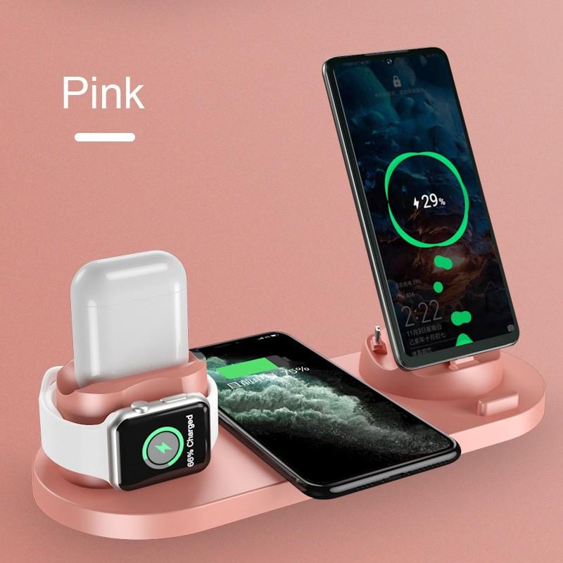 6 in 1 Wireless Charger Dock Station for iPhone/Android/Type-C USB Phones 10W Qi Fast Charging For Apple Watch AirPods Pro eprolo