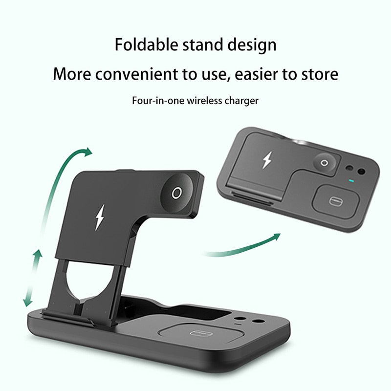 15W Fast Charge 4 In 1 QI Wireless Charger Dock Station For iPhone 11 12 Pro MAX Apple Watch Airpods Pro Charging Stand eprolo