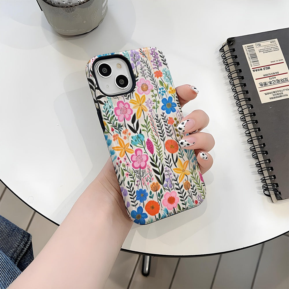 Colorful Flower Phone Case Apple 14pro Women's Trendy 2-in-1 Film Case Apple 15 Phone Case iP16 eprolo