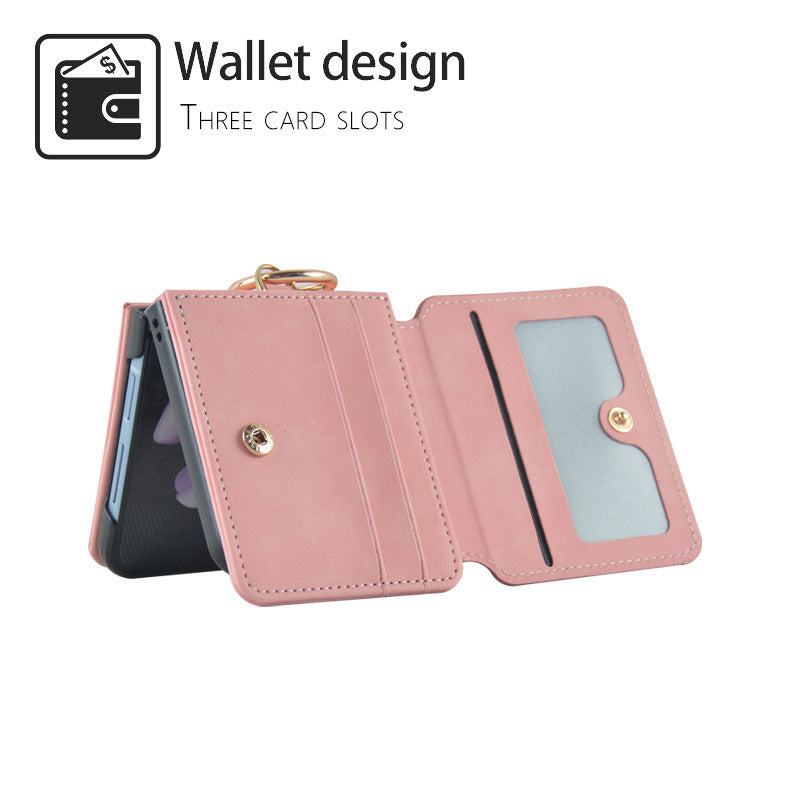 Suitable for Samsung ZFlip4 folding phone case, Huawei P50 ring phone leather case, ZFlip3 wallet phone case eprolo