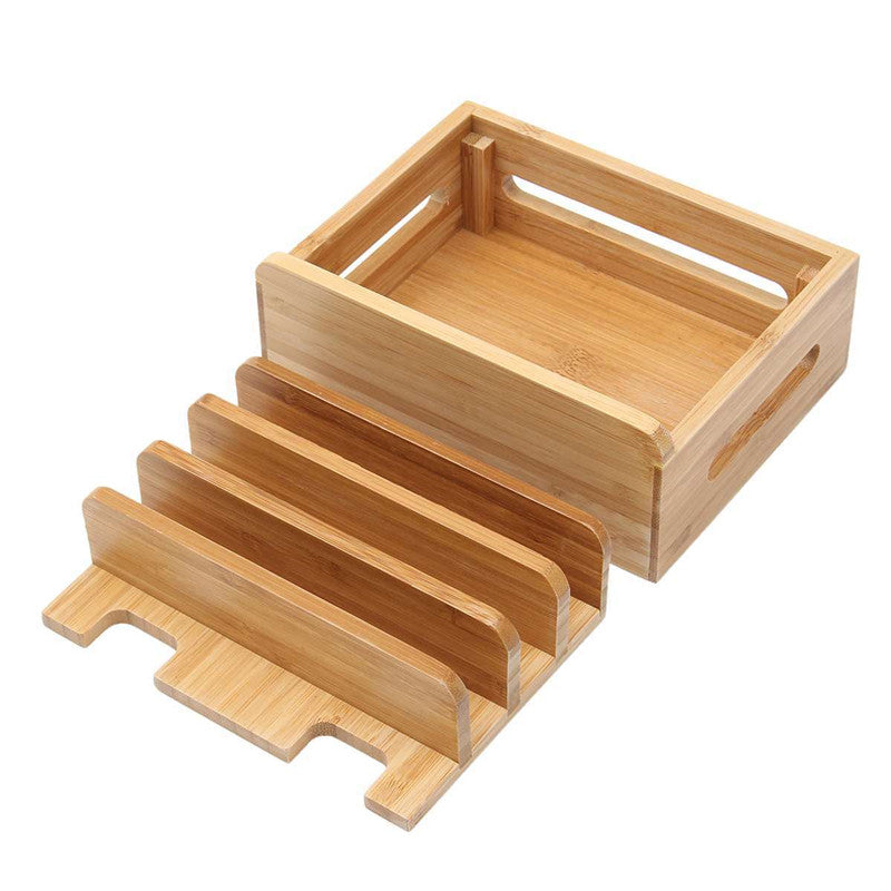 Mobile Phone Charging Storage Box Wooden Charging Dock Station for Mobile Phone Holder Stand Bamboo Charger Stand Base For Tablets For iphone eprolo