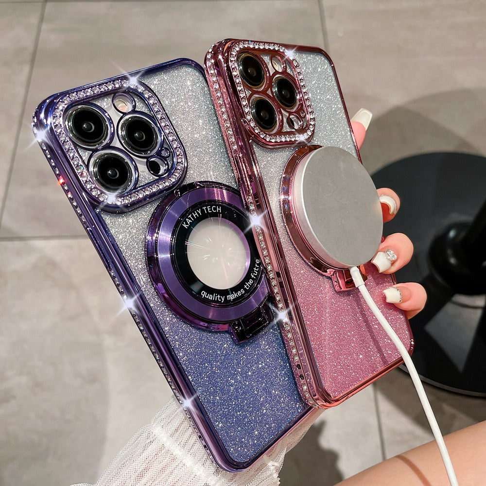 Phone case magnetic bracket Apple 14ProMax electroplated case eprolo