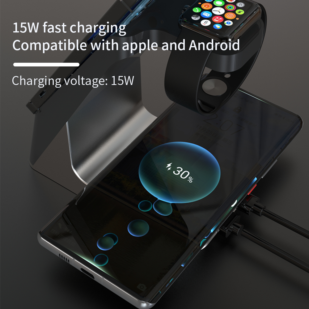 Wireless Charger 6-In-1 Multi-Function Clock Alarm Clock For Apple 14 Mobile Phone Headset Watch Magnetic Suction Fast Charging eprolo