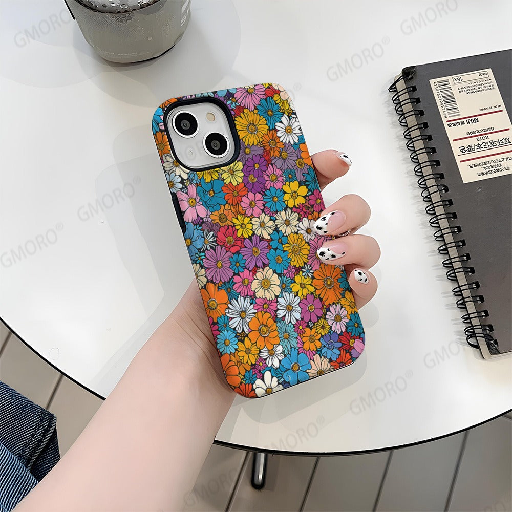 Oil painting flower anti drop phone case Apple 16pro 2-in-1 film case Apple 15pm phone case women's eprolo