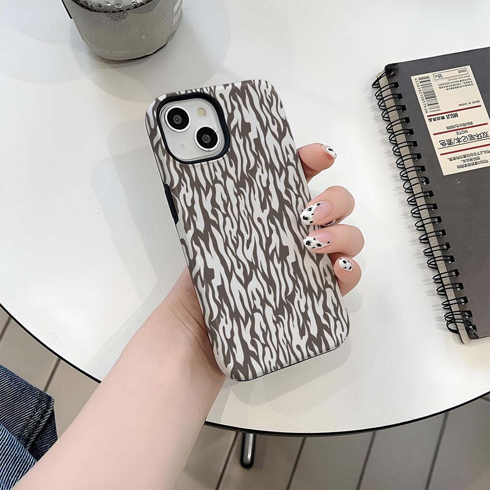 White leopard print 2-in-1 film case suitable for Apple 15promax phone case Apple 14pro fashion 16pro eprolo
