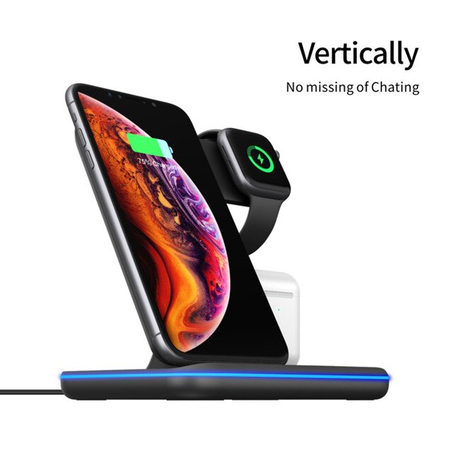 3 In 1 Mobile Phone Watch Headset Wireless Charger Stand For iPhone Airpods iWatch 1 2 3 4 Wireless Charging eprolo