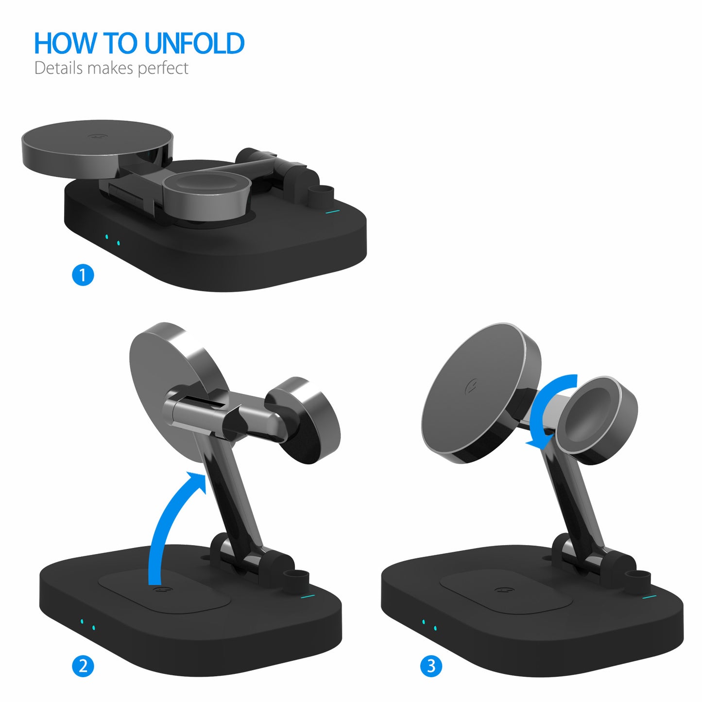 Vertical Magsafe Magnetic Folding Three-in-one Stand Mobile Phone Watch Headset 1 Generation Pen Four-in-one Wireless Charger eprolo