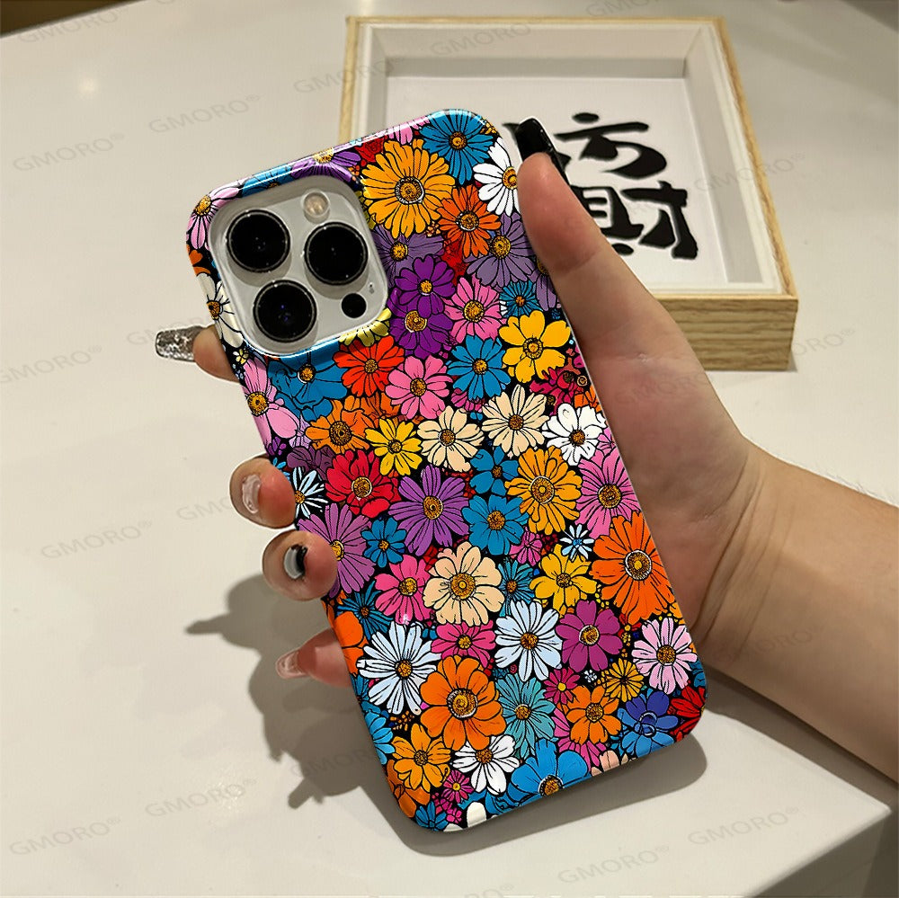 Oil painting flower anti drop phone case Apple 16pro 2-in-1 film case Apple 15pm phone case women's eprolo
