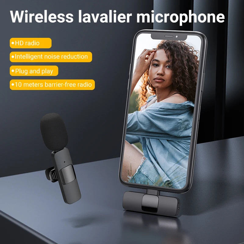 MAMEN Wireless Vlogging Kit Phone Tripod with Lavalier Microphone LED Light for iPhone Android Smartphone Live Streaming Toolkit eprolo