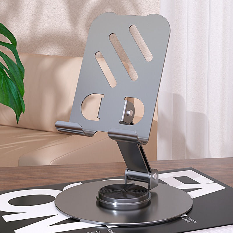 Aluminum alloy desktop phone holder with 360 degree rotation and folding, portable lazy all metal phone holder eprolo