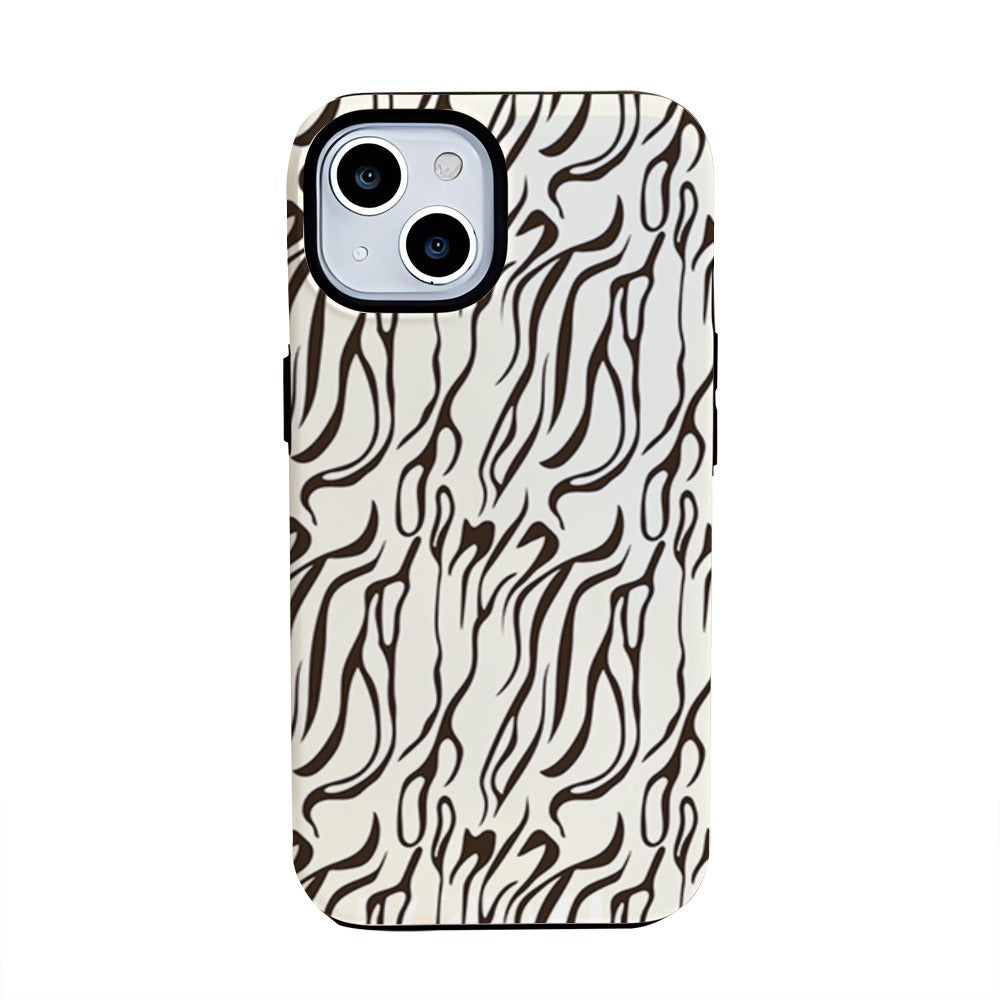 White leopard print 2-in-1 film case suitable for Apple 15promax phone case Apple 14pro fashion 16pro eprolo