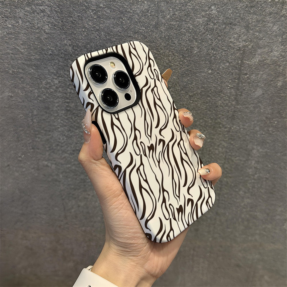 White leopard print 2-in-1 film case suitable for Apple 15promax phone case Apple 14pro fashion 16pro eprolo